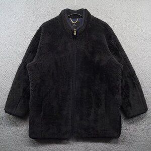 J. Crew Zip Up Plush Fleece Coat Soft Fluffy Teddy Jacket Black Relaxed 2XL XXL